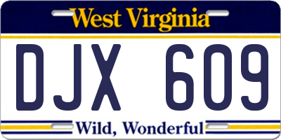 WV license plate DJX609