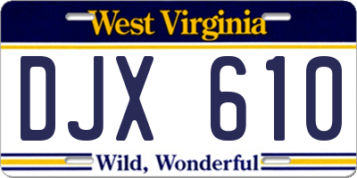 WV license plate DJX610