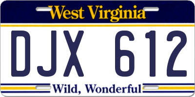 WV license plate DJX612