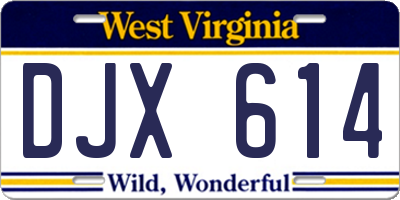 WV license plate DJX614