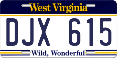 WV license plate DJX615