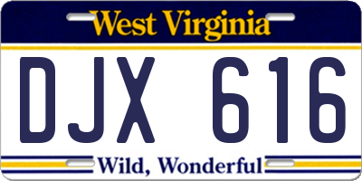 WV license plate DJX616