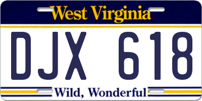 WV license plate DJX618