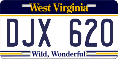 WV license plate DJX620