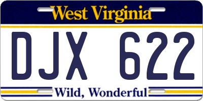 WV license plate DJX622