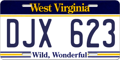 WV license plate DJX623