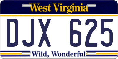 WV license plate DJX625