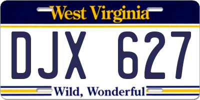 WV license plate DJX627