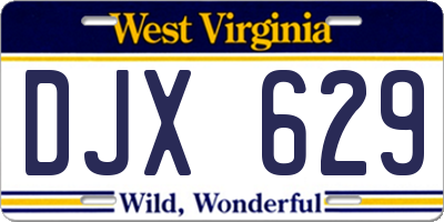 WV license plate DJX629