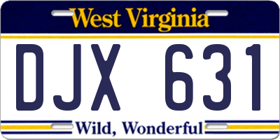 WV license plate DJX631