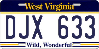 WV license plate DJX633