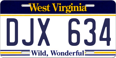 WV license plate DJX634