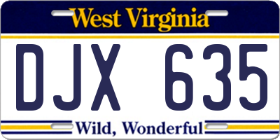 WV license plate DJX635