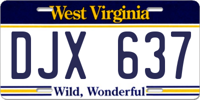 WV license plate DJX637