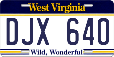 WV license plate DJX640