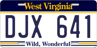 WV license plate DJX641