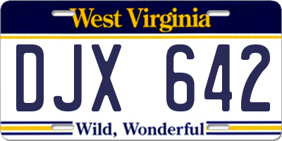 WV license plate DJX642