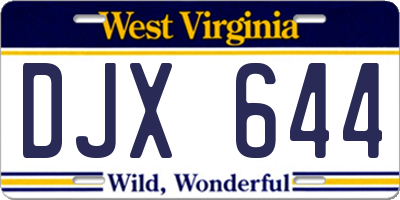 WV license plate DJX644