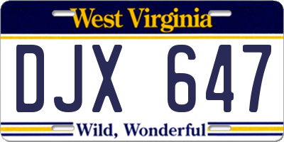 WV license plate DJX647