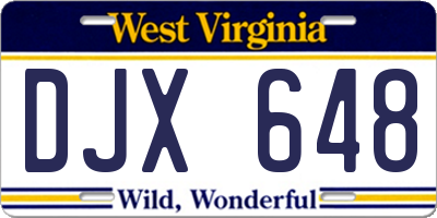 WV license plate DJX648