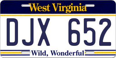 WV license plate DJX652