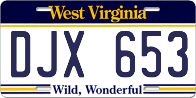 WV license plate DJX653