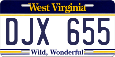 WV license plate DJX655