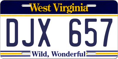 WV license plate DJX657