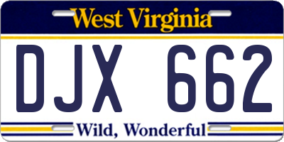 WV license plate DJX662