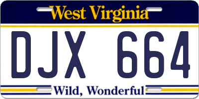WV license plate DJX664