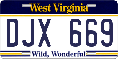 WV license plate DJX669