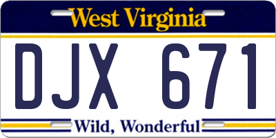 WV license plate DJX671