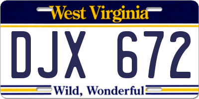 WV license plate DJX672