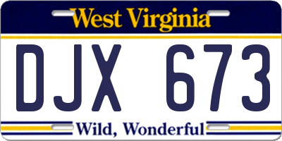 WV license plate DJX673
