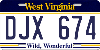 WV license plate DJX674