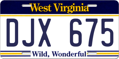 WV license plate DJX675