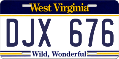 WV license plate DJX676