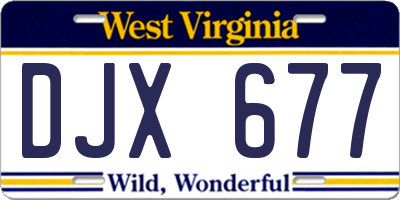 WV license plate DJX677