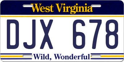 WV license plate DJX678