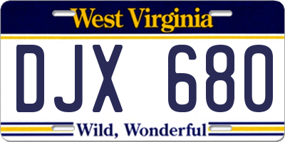 WV license plate DJX680