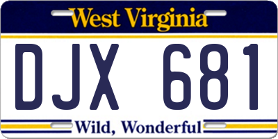 WV license plate DJX681