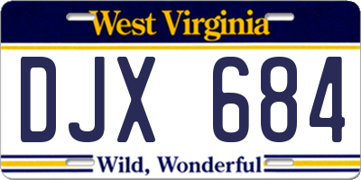 WV license plate DJX684