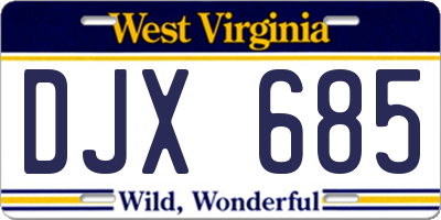 WV license plate DJX685