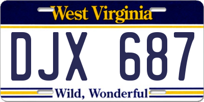 WV license plate DJX687