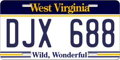 WV license plate DJX688
