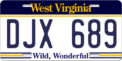 WV license plate DJX689