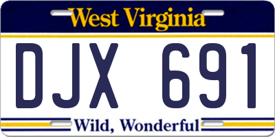 WV license plate DJX691