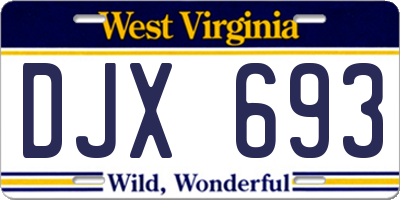 WV license plate DJX693