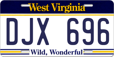 WV license plate DJX696