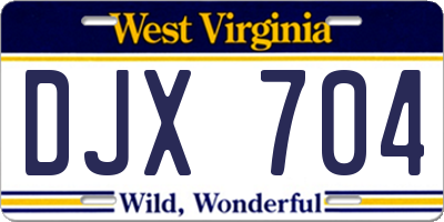 WV license plate DJX704